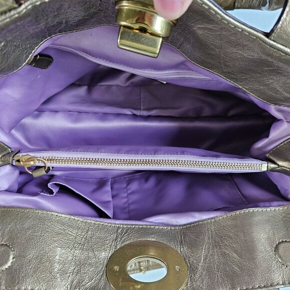 Coach Purse Garnet Gold Patent Leather Turnlock Satchel 13915 - Picture 12 of 16